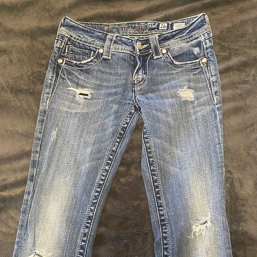 Miss Me Women's Distressed Blue Boot Cut Jeans